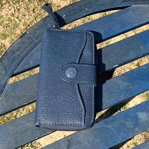 Tahari Dark Blue Leather Wallet